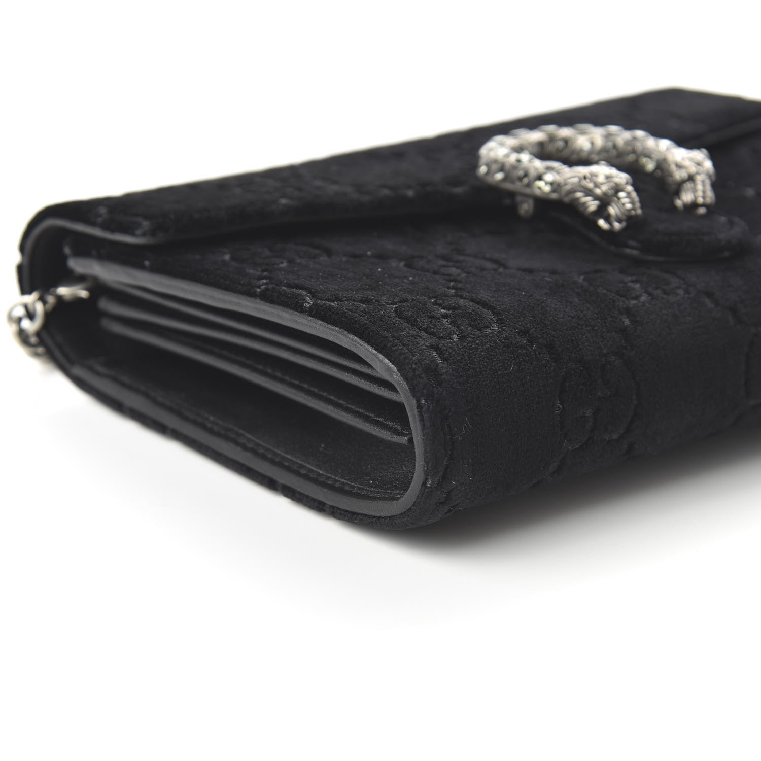 Gucci Velvet GG Monogram Mini Dionysus Chain Wallet Black 6 of 9