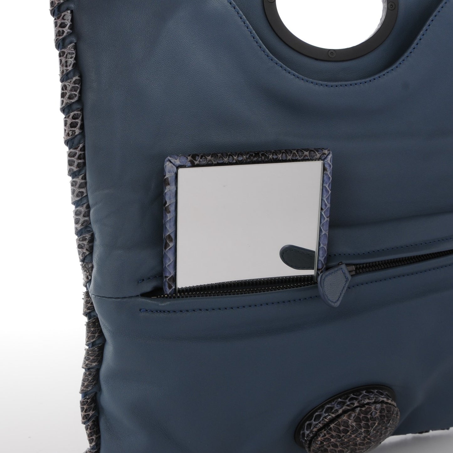 Glazed Ayers Livrea Intrecciato Turnlock Clutch Light Blue
