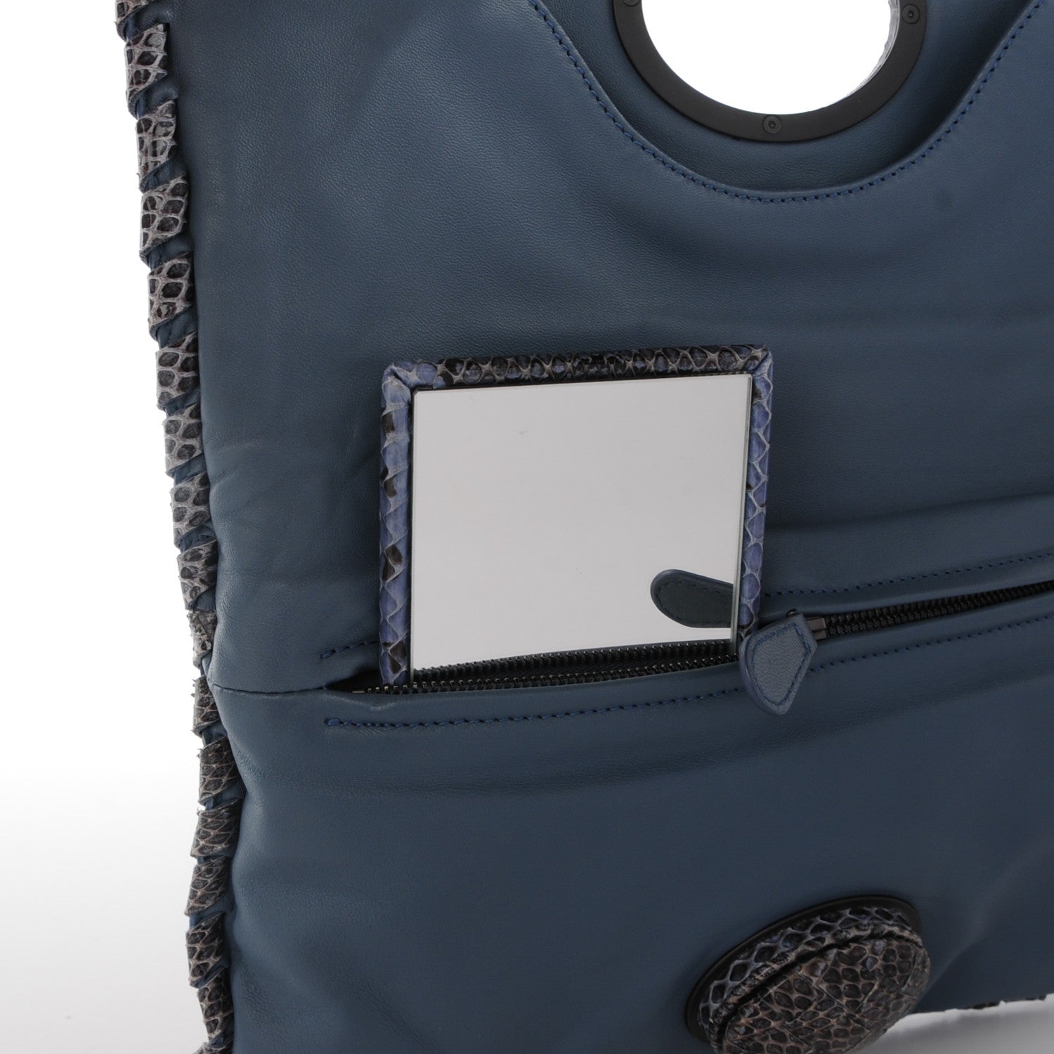 Bottega Veneta Glazed Ayers Livrea Intrecciato Turnlock Clutch Light Blue 5 of 9