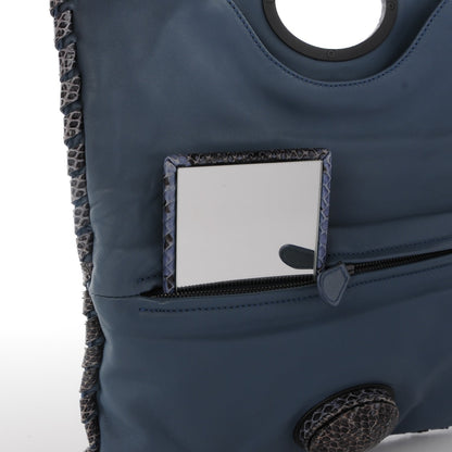 Bottega Veneta Glazed Ayers Livrea Intrecciato Turnlock Clutch Light Blue 5 of 9