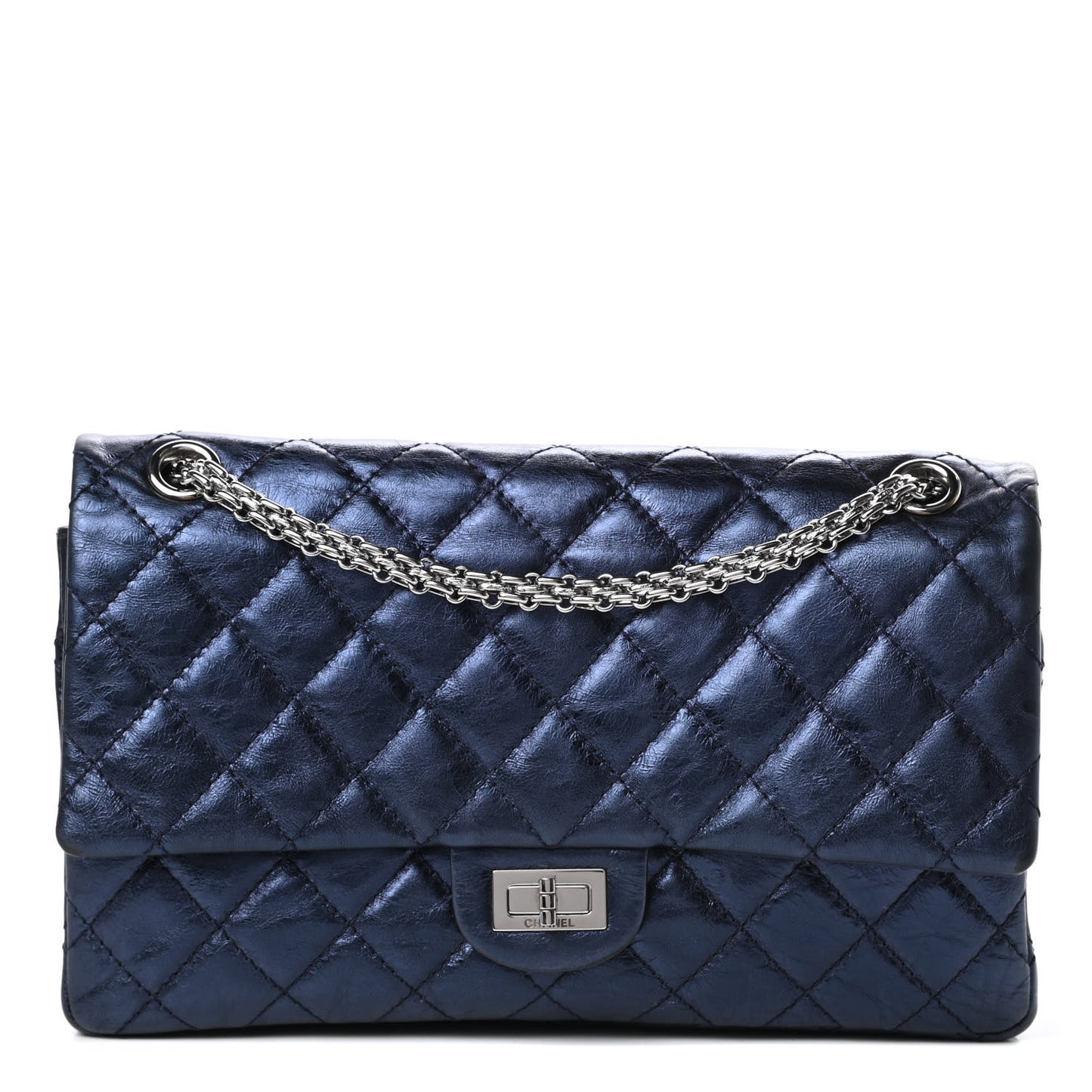 Metallic Aged Calfskin Quilted 2.55 Reissue 226 Flap Blue