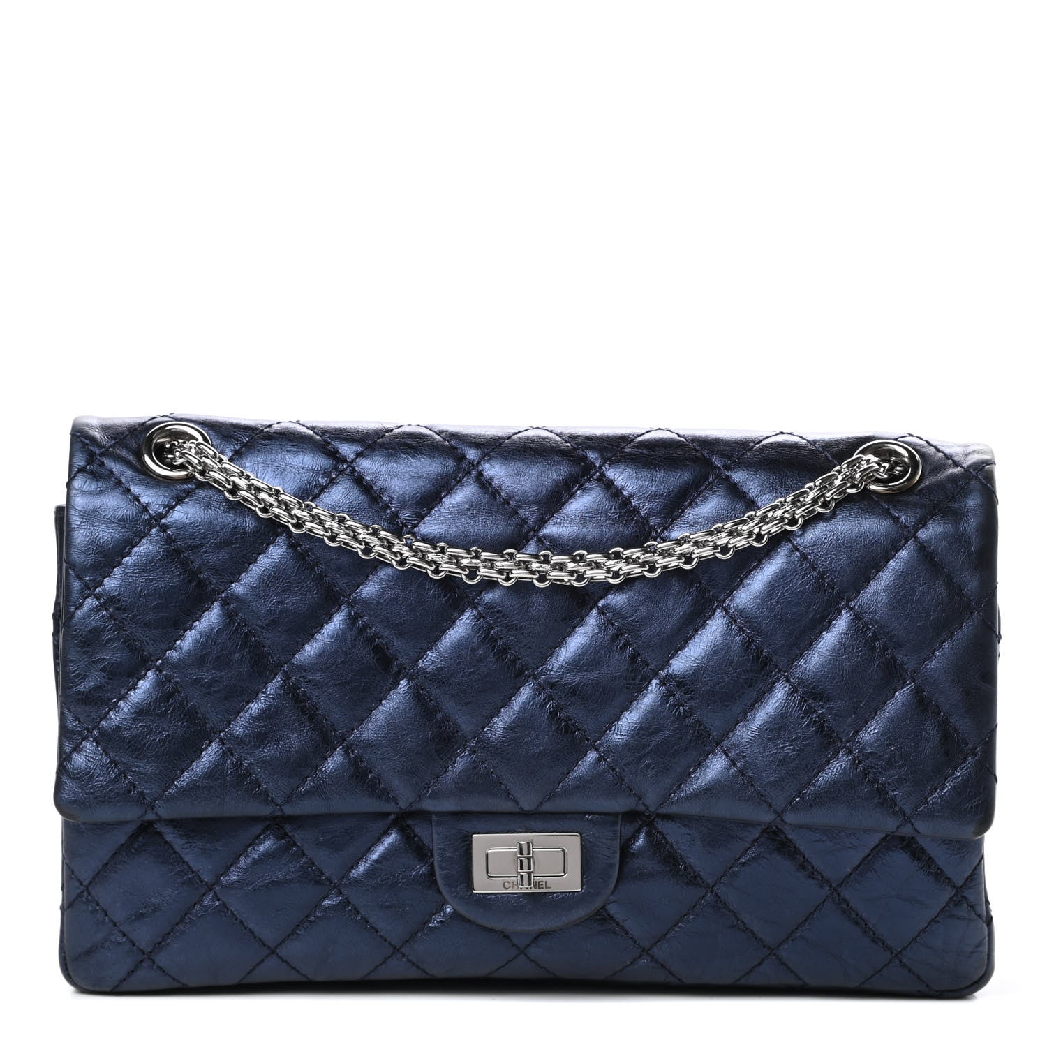 Chanel Metallic Aged Calfskin Quilted 2.55 Reissue 226 Flap Blue 1 of 14