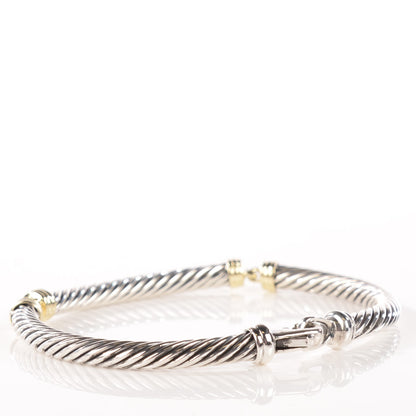 David Yurman Sterling Silver 14k Gold Metro Cable Classics 5mm Bracelet 3 of 6