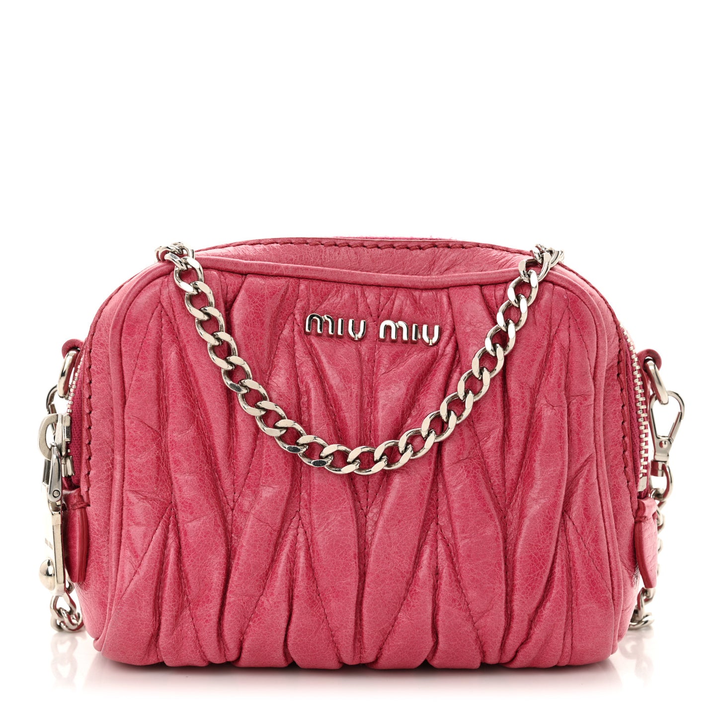 Vitello Lux Matelasse Double Zip Chain Mini Crossbody Bag Peonia
