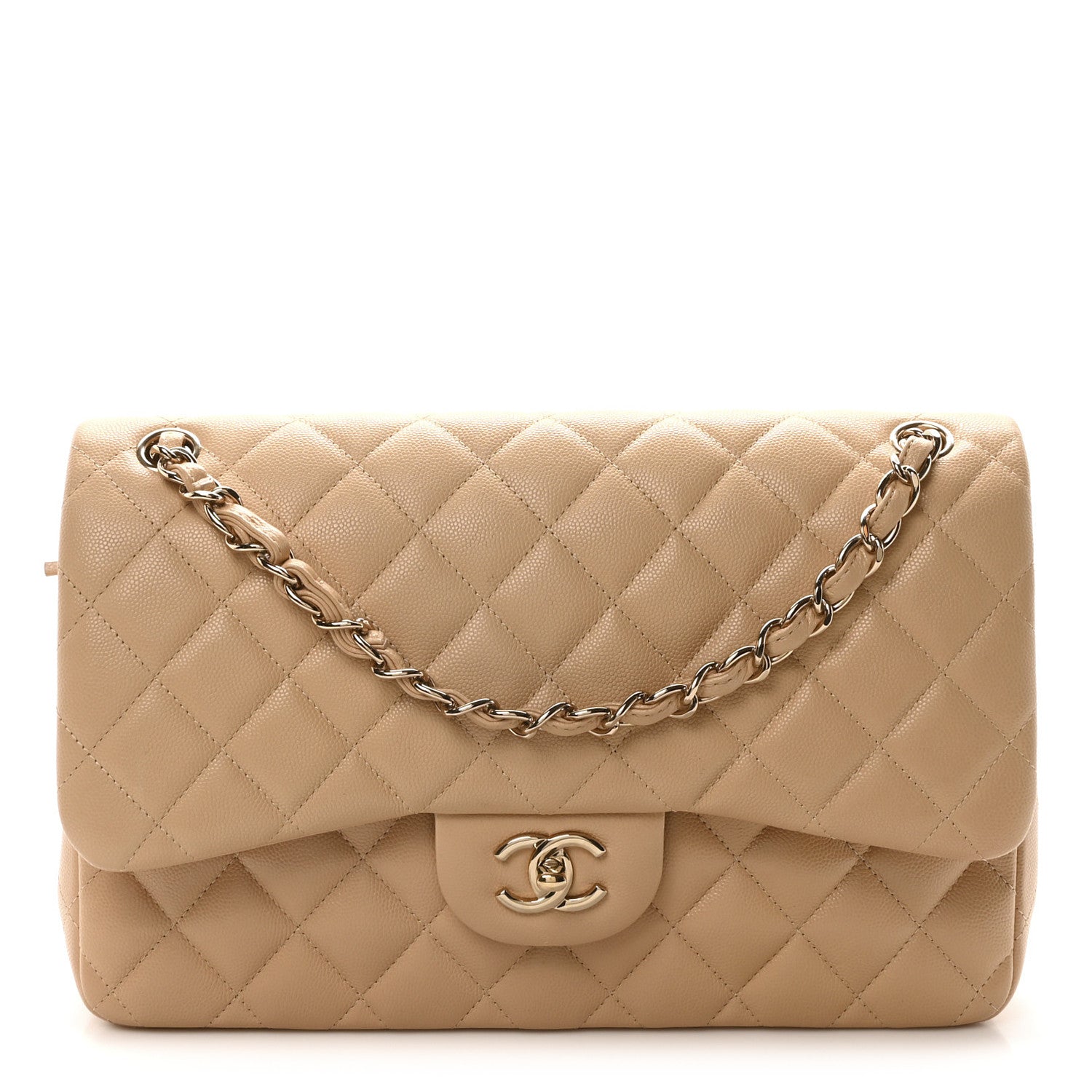 Chanel Caviar Quilted Jumbo Double Flap Beige Clair 1686891 – FASHIONPHILE
