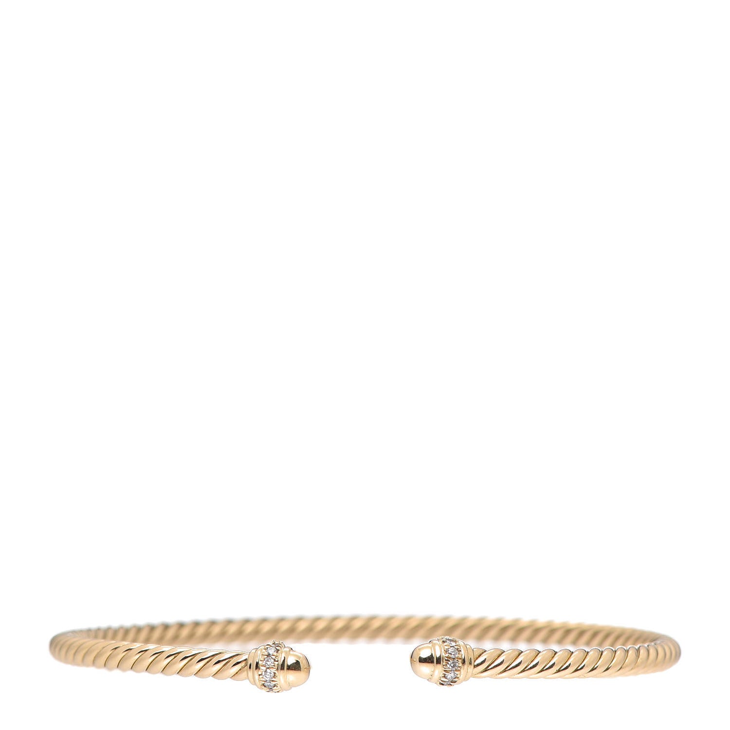 David Yurman 18K Yellow Gold Diamond 3mm Cablespira Bracelet 1 of 5