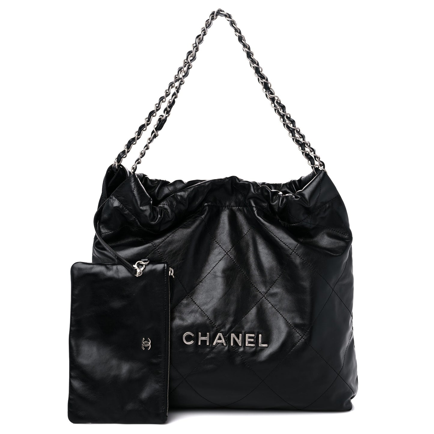 Shiny Calfskin Quilted Chanel 22 Black