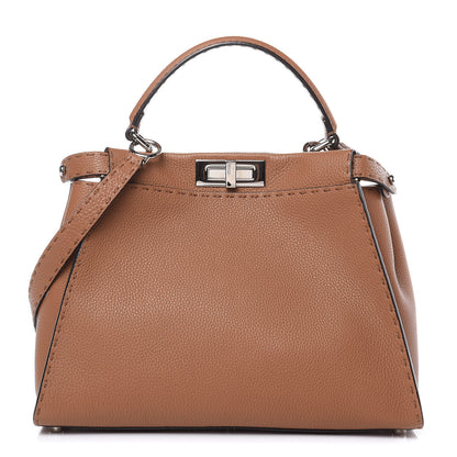 Fendi Cuoio Romano Selleria Bi-Color Medium Peekaboo Iconic Satchel Mou Deserto 1 of 13