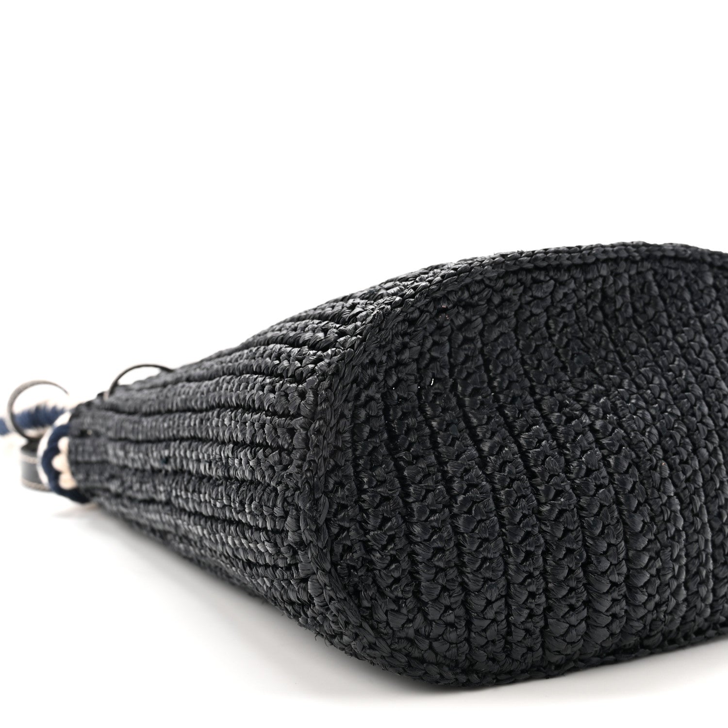 Prada Yarn Raffia Effect Crochet Mini Bucket Bag Black 8 of 9