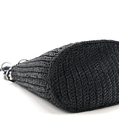 Prada Yarn Raffia Effect Crochet Mini Bucket Bag Black 8 of 9