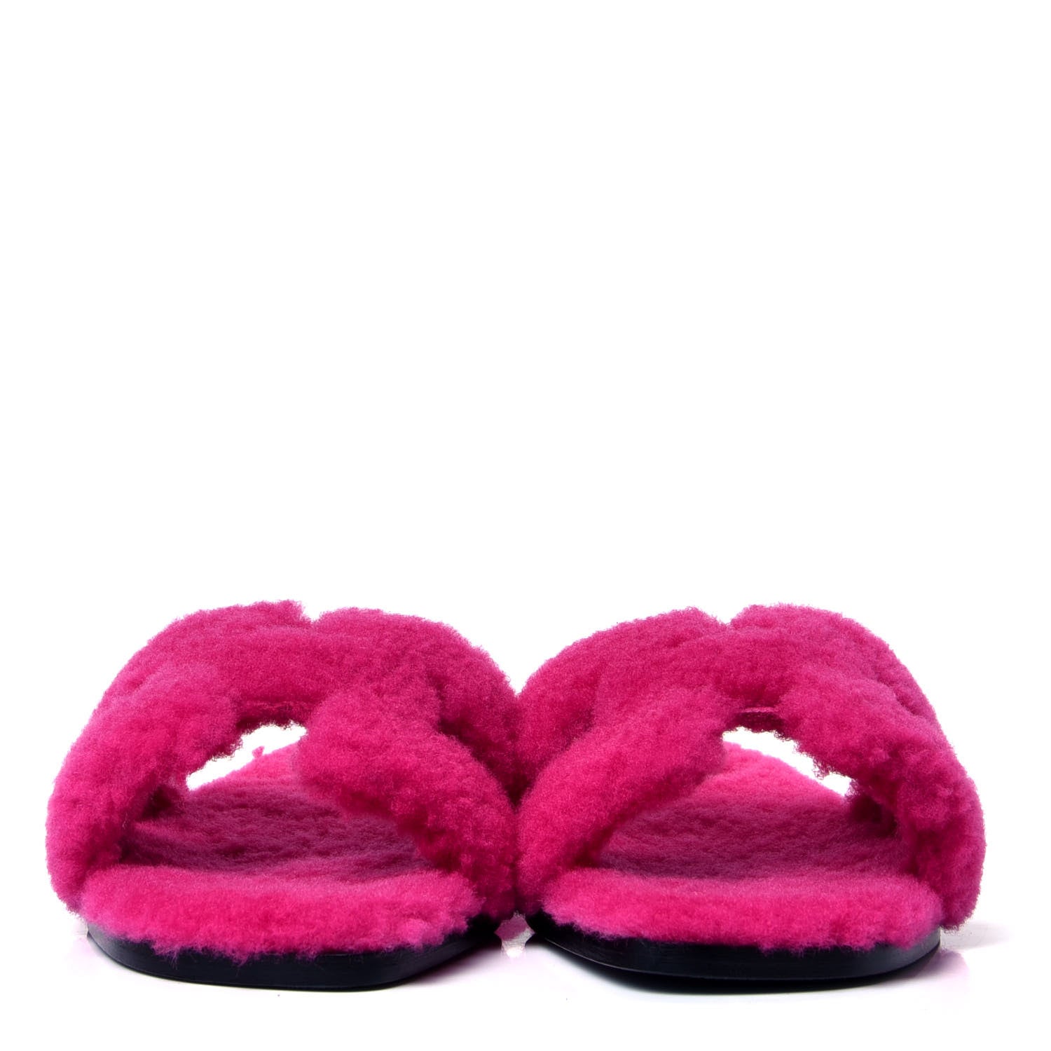 Hermes Woolskin Oran Sandals 37 Rose Fuchsia 2 of 6