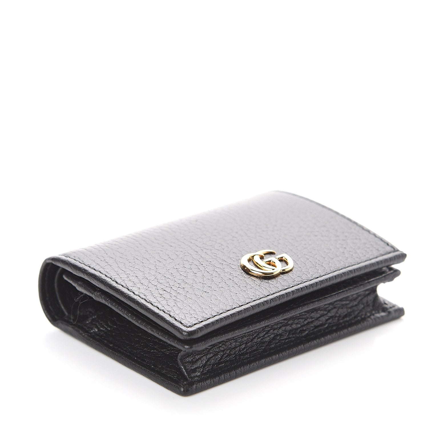 Gucci Pebbled Calfskin GG Marmont Card Case Black 3 of 5