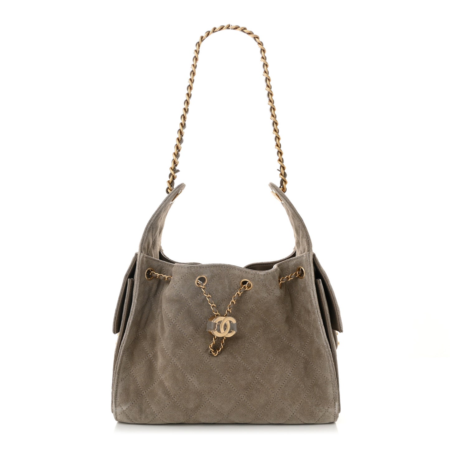 Suede Quilted Small Chanel 25 Handbag Dark Grey