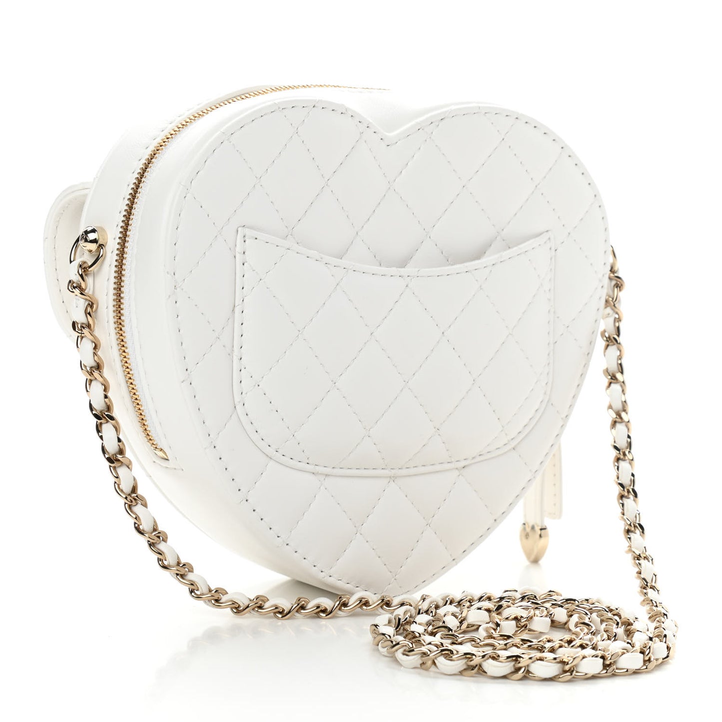 Lambskin Quilted CC In Love Heart Bag White
