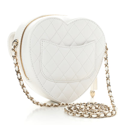 Chanel Lambskin Quilted CC In Love Heart Bag White 3 of 11