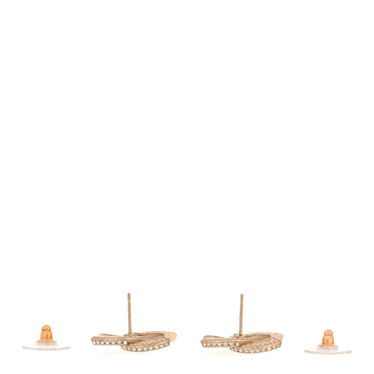 Chanel Crystal Timeless CC Earrings Light Gold 3 of 5