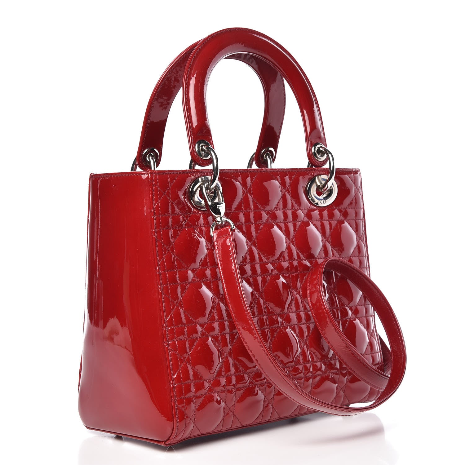Christian Dior Patent Cannage Medium Lady Dior Red 3 of 9