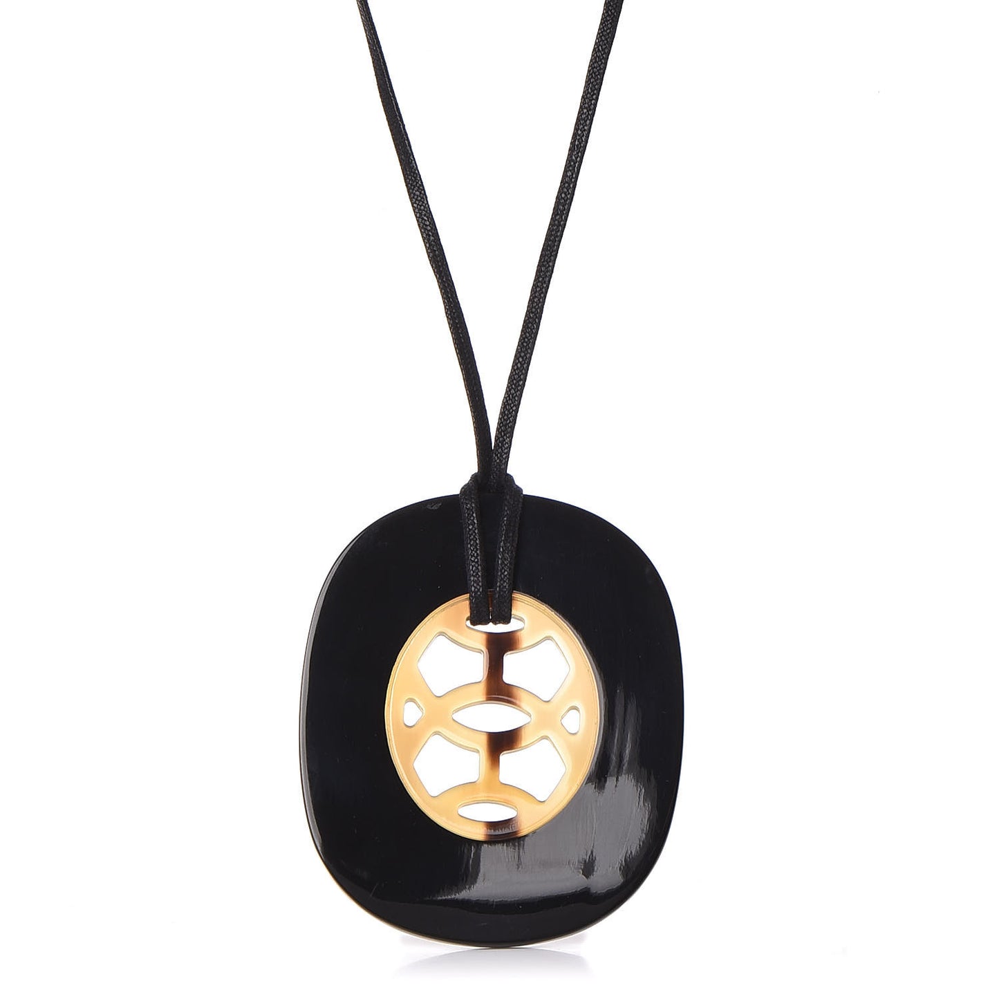 Buffalo Horn Lacquer Lift Necklace GM Black