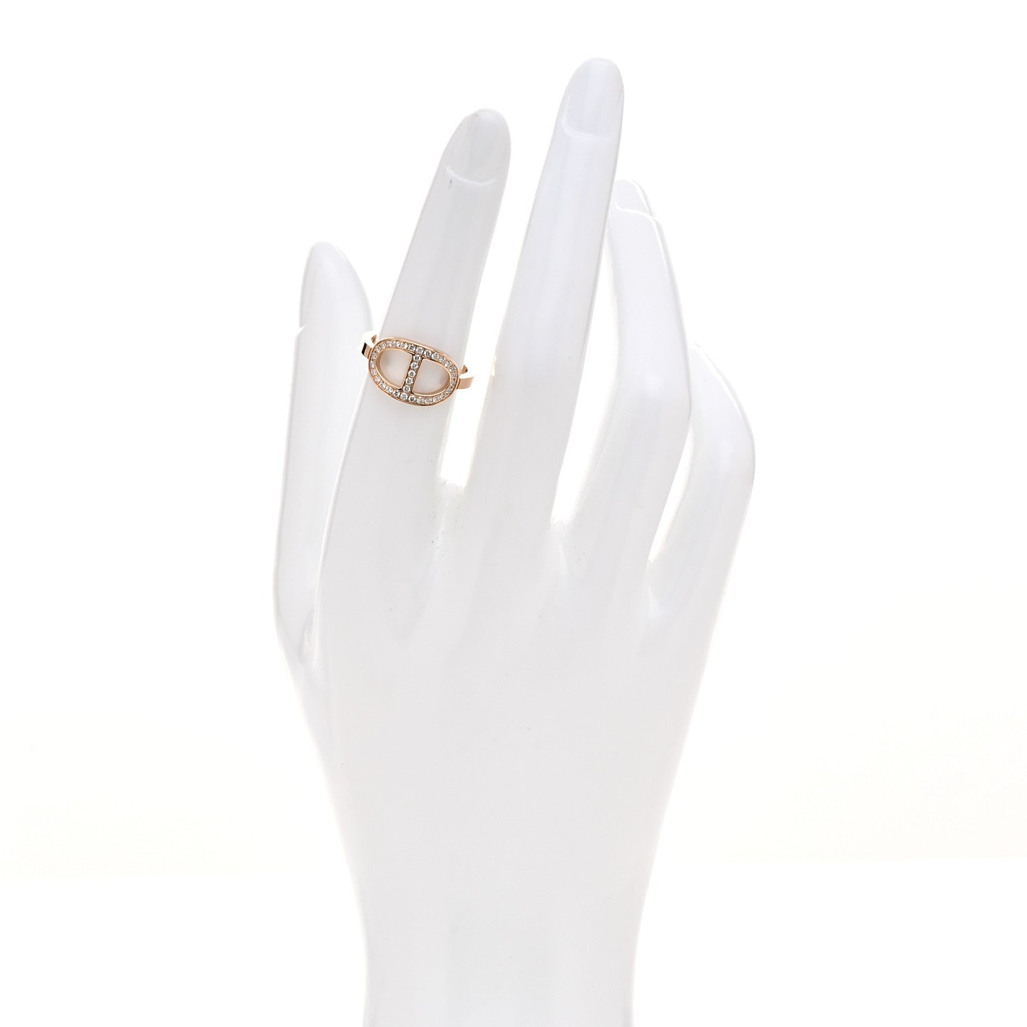 Hermes 18K Rose Gold Diamond MM Chaine d'Ancre Contour Ring 51 5.75 2 of 7