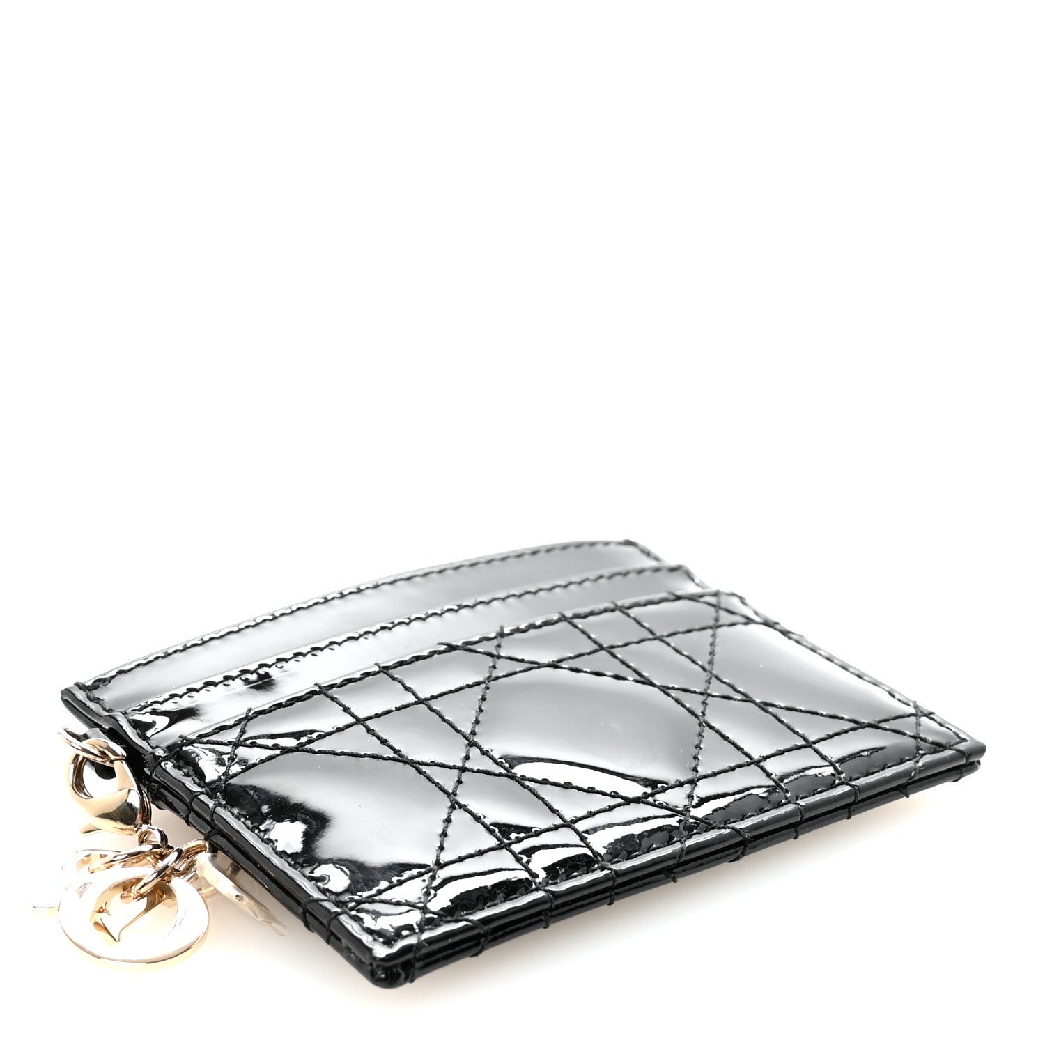 Christian Dior Patent Cannage Lady Dior Card Holder Black 4 of 8
