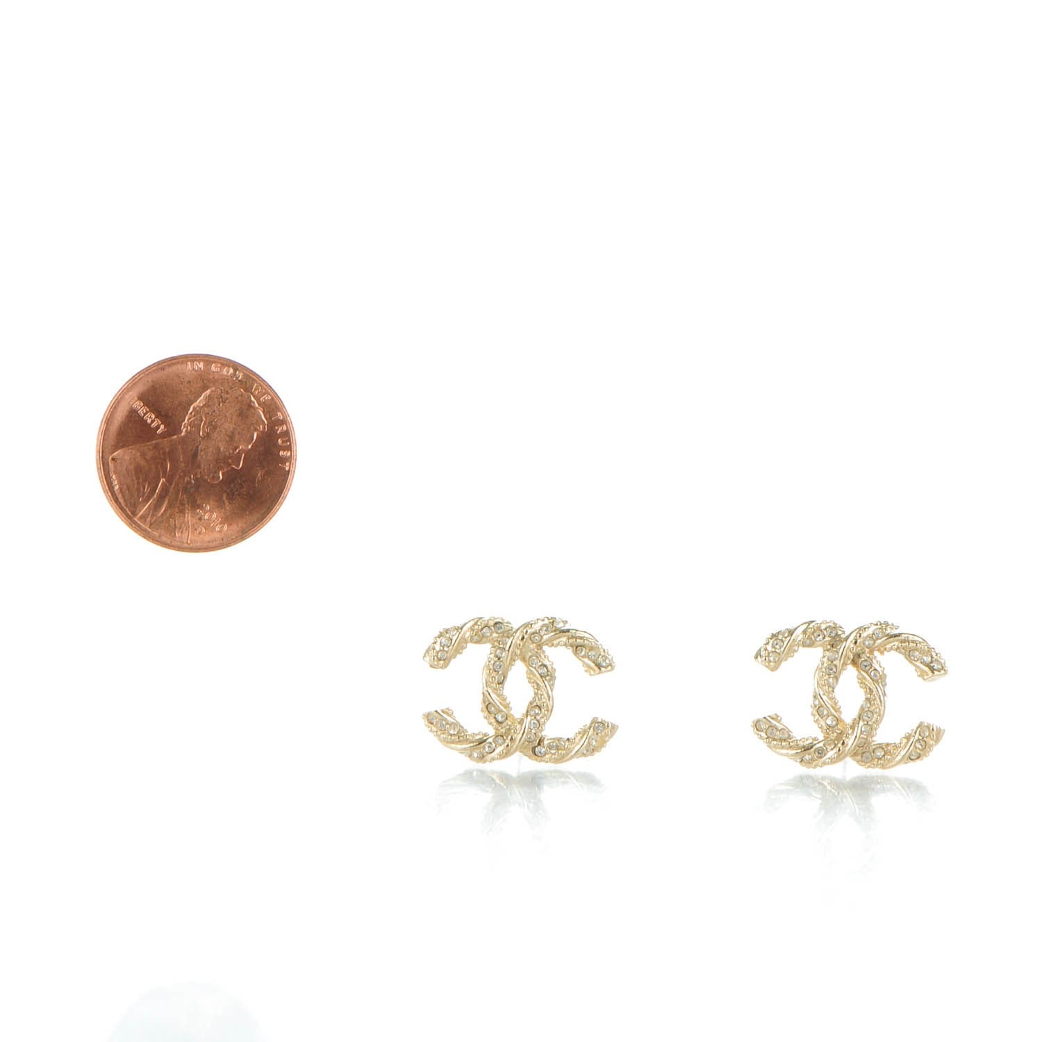 Chanel Crystal Twisted CC Earrings Gold 2 of 5