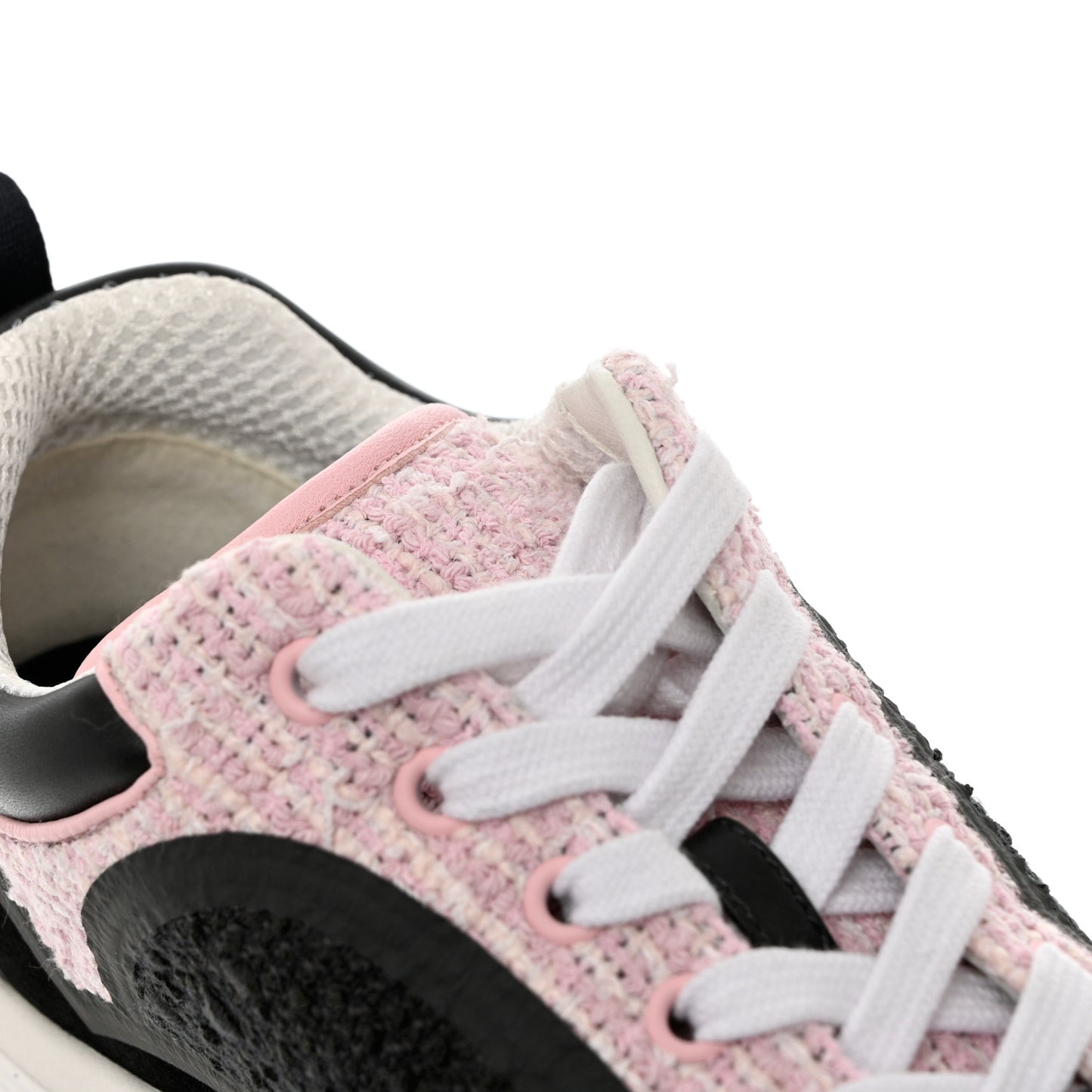 Tweed Suede Calfskin CC Sneakers 37.5 Gray Pink