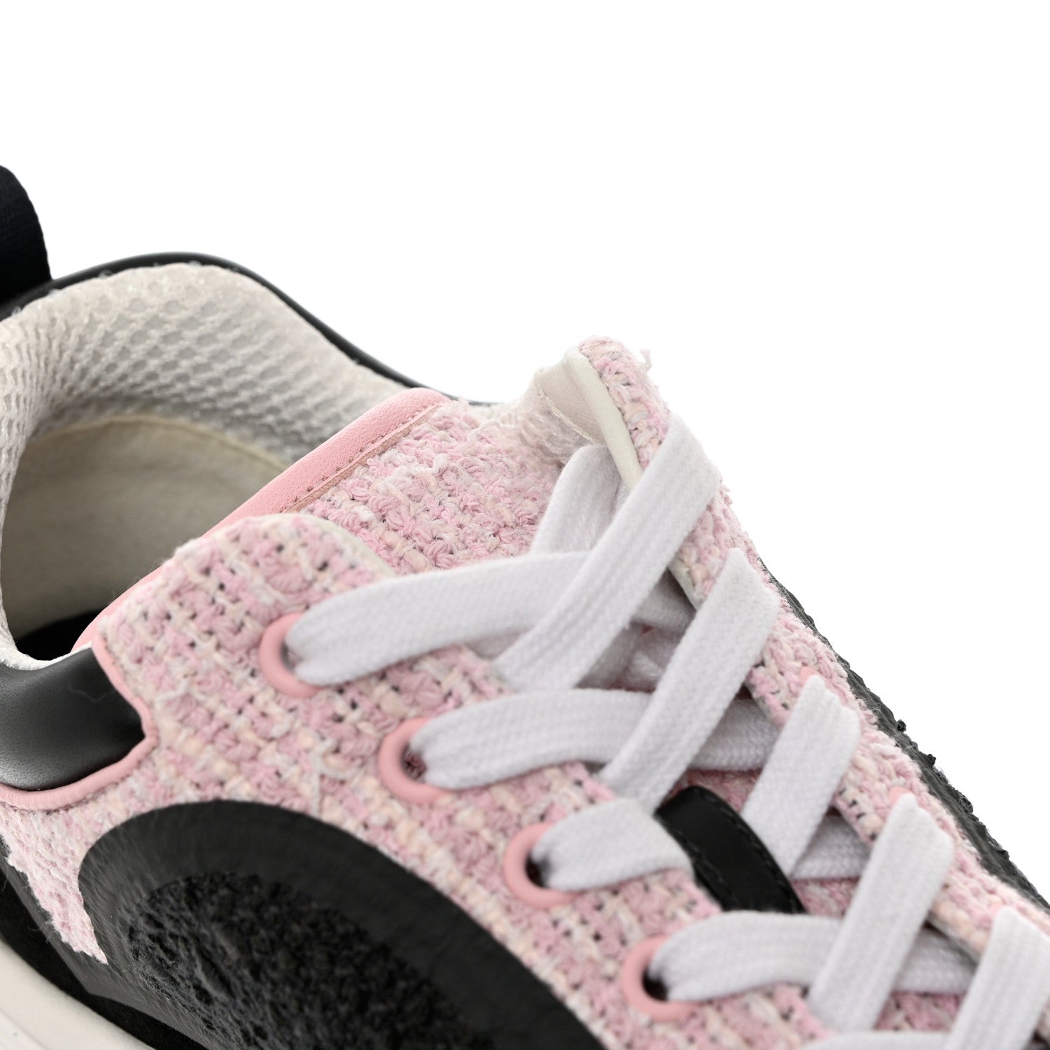 Chanel Tweed Suede Calfskin CC Sneakers 37.5 Gray Pink 9 of 10