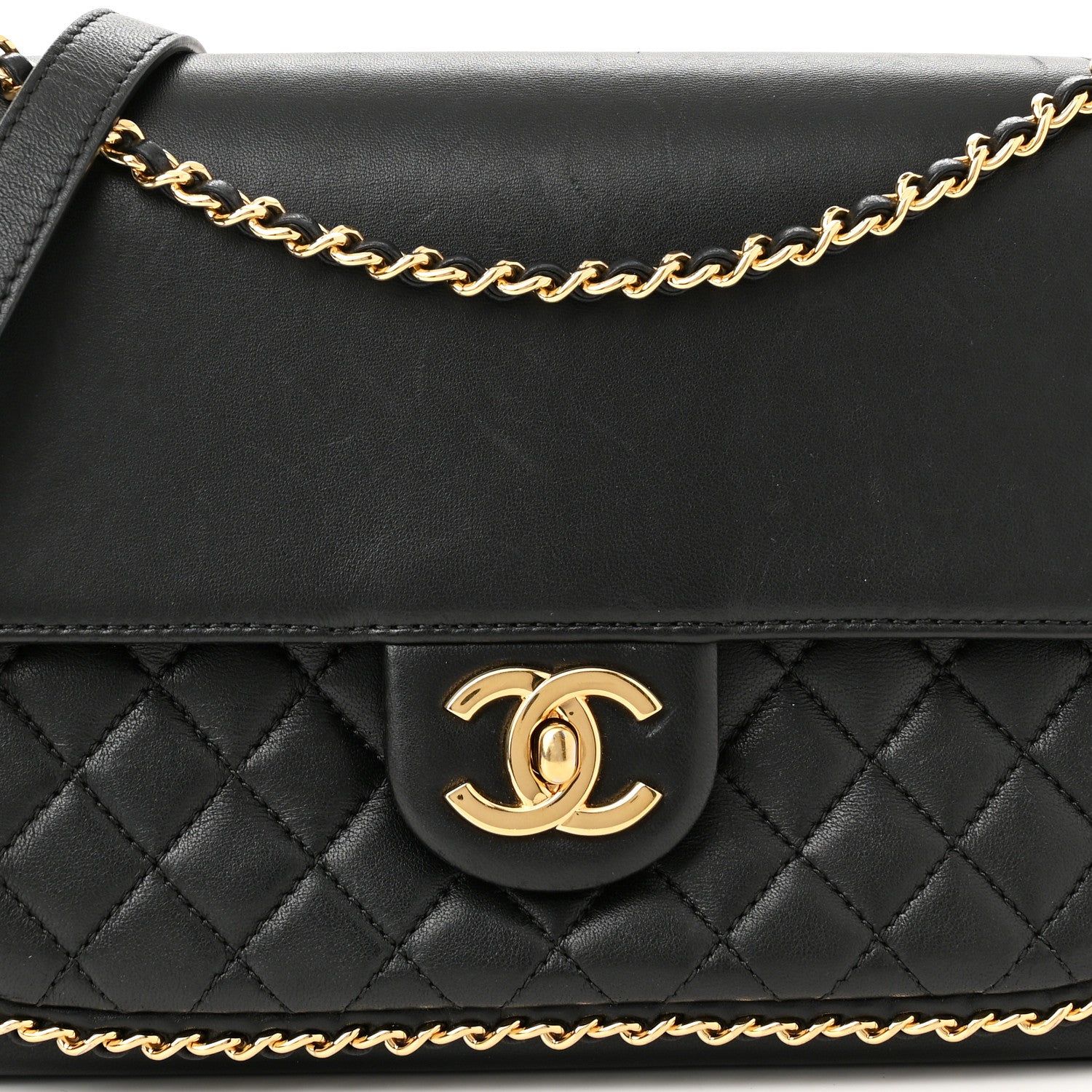 Chanel Lambskin Quilted Large CC Unchained Crossbody Black 8 of 12