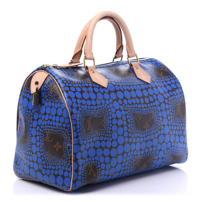 Louis Vuitton Monogram Kusama Town Speedy 30 Blue 3 of 10