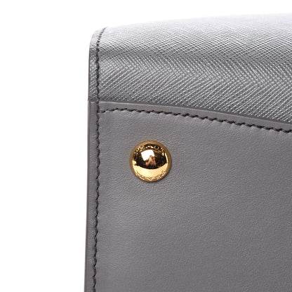 Prada Saffiano City Calfskin Small Bibliotheque Top Handle Mercurio Talco 10 of 13
