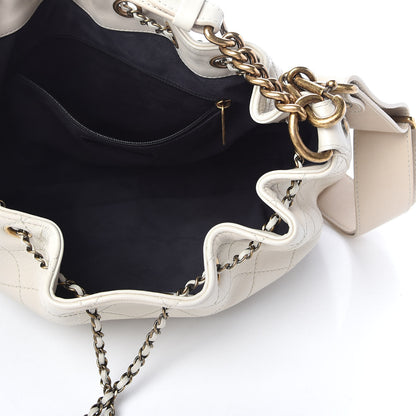Chanel Calfskin Stitched Medium Drawstring CC Bag Ivory 5 of 9