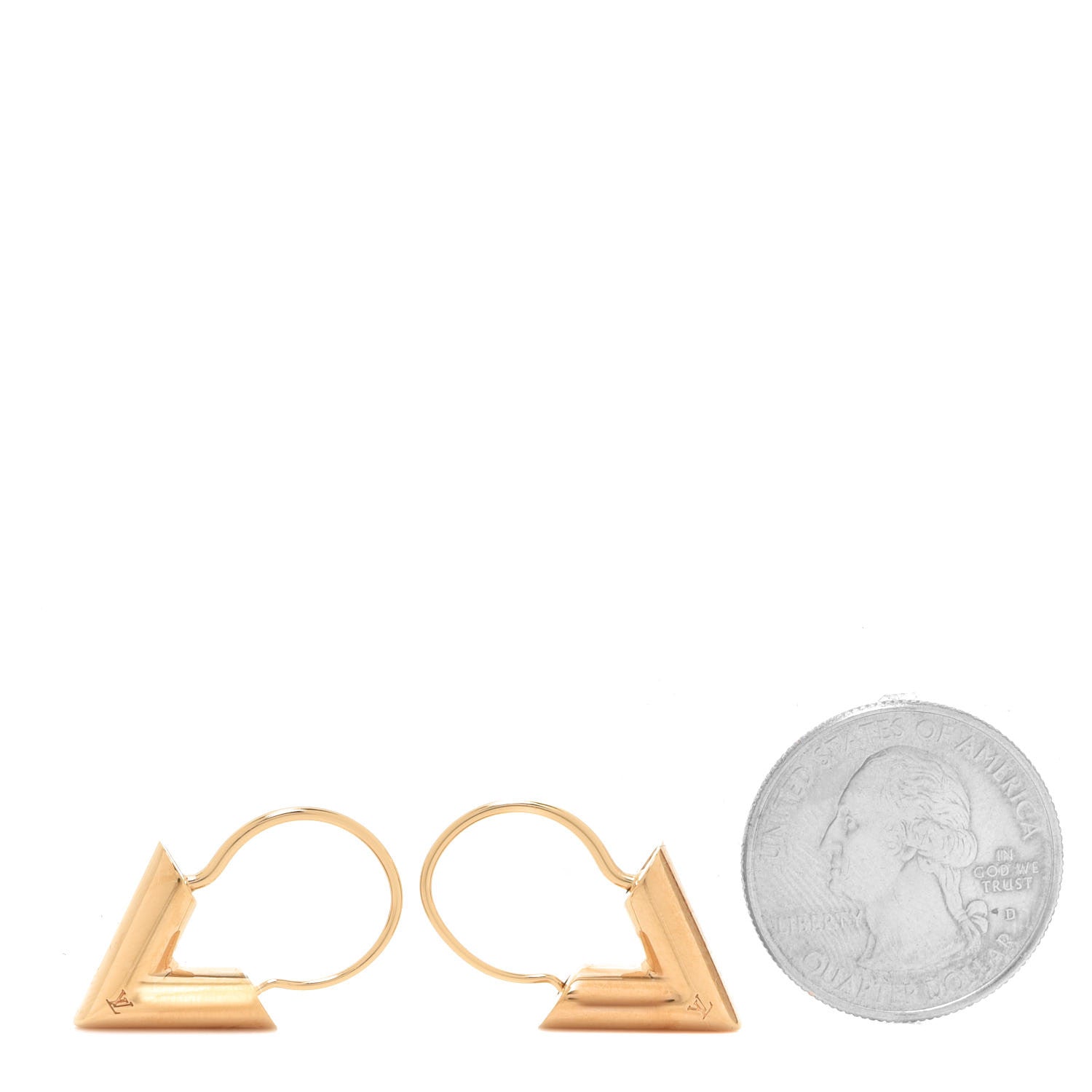 Louis Vuitton Brass Essential V Hoop Earrings Gold 2 of 4