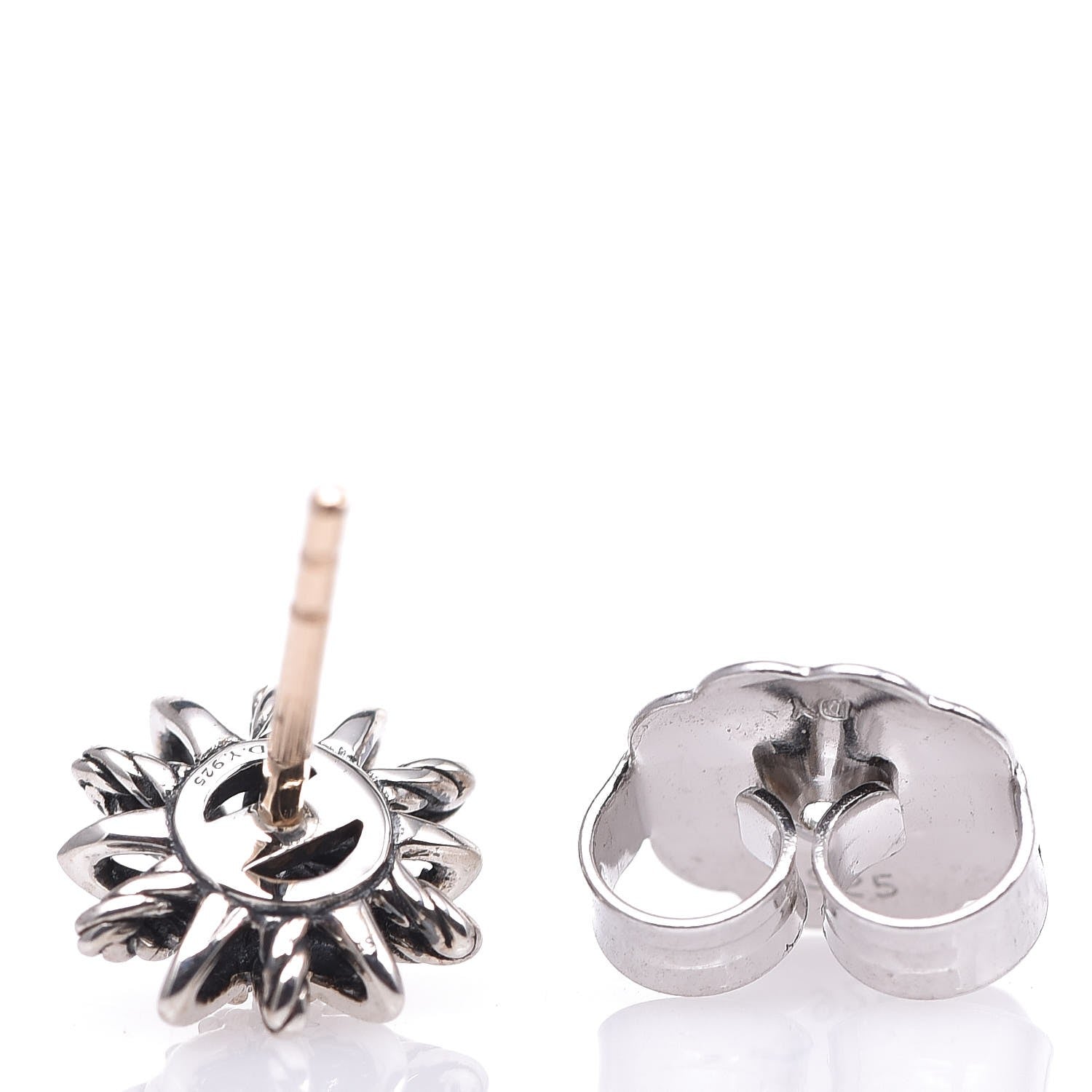 David Yurman Sterling Silver Diamond 10mm Starburst Earrings 4 of 6