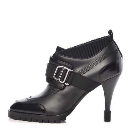 Hermes Tuscan Calfskin Technical Canvas Spicy Derby Ankle Boots 36.5 Black 1 of 8