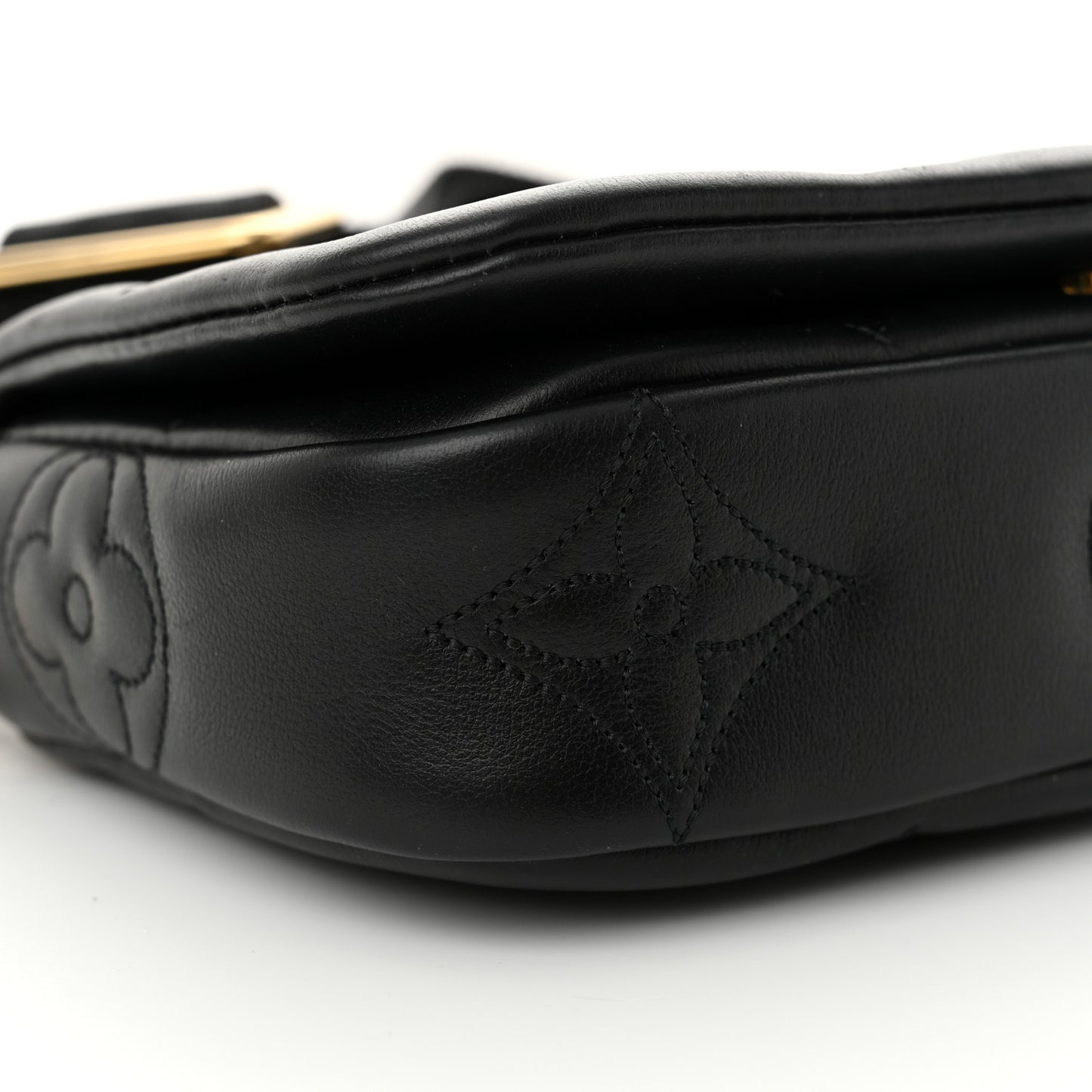 Calfskin Bubblegram Wallet On Strap Black