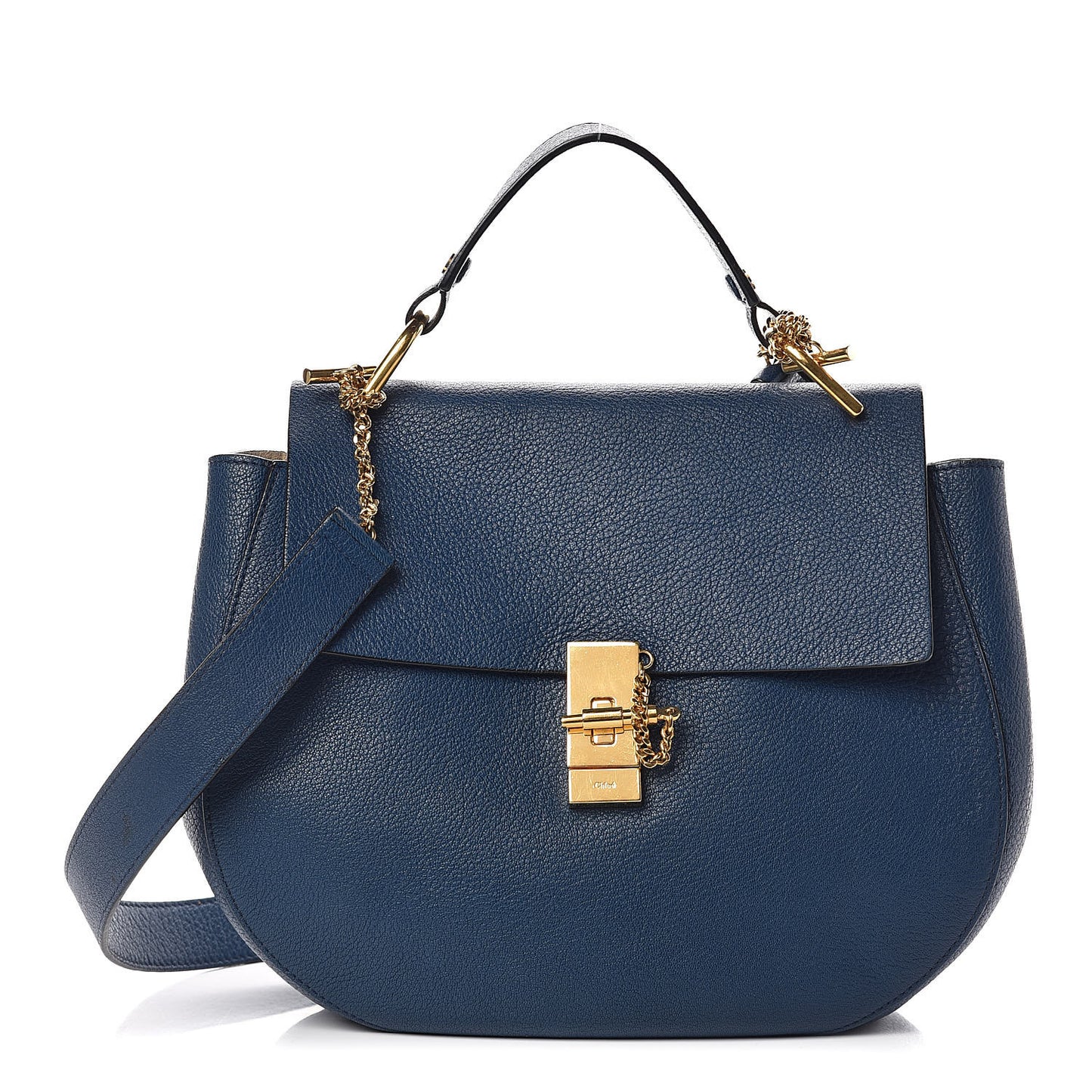 Grained Lambskin Large Drew Shoulder Bag Factory Blue