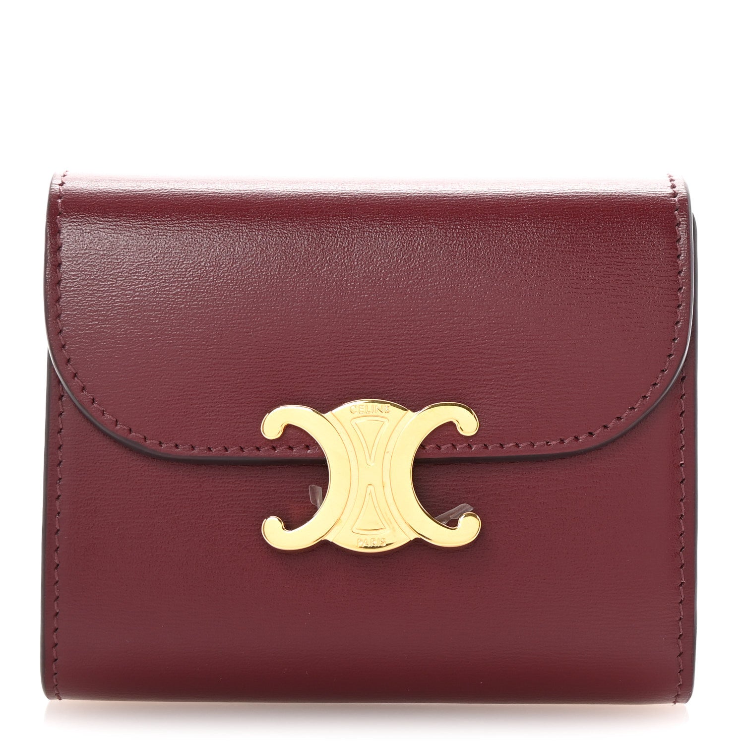 Celine Shiny Calfskin Small Triomphe Wallet Deep Burgundy 1 of 8