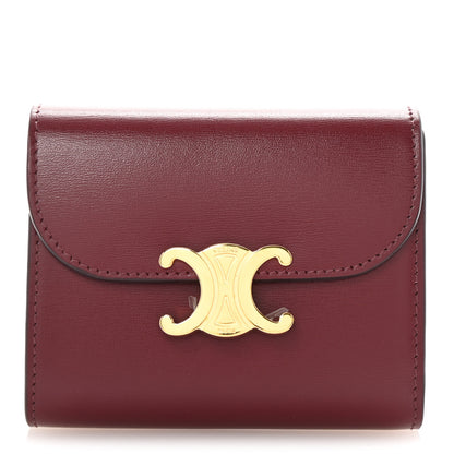 Celine Shiny Calfskin Small Triomphe Wallet Deep Burgundy 1 of 8