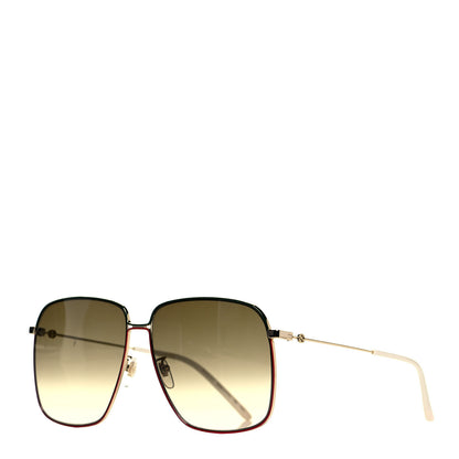 Gucci Web Rectangular Frame Interlocking G Sunglasses GG0394S Green Red 1 of 6