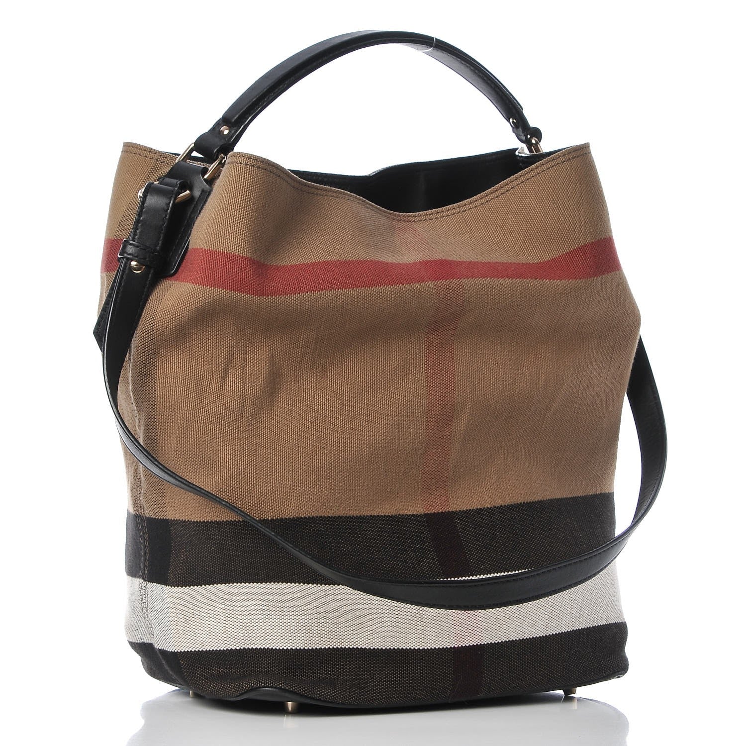 Burberry Canvas Mega Check Medium Ashby Hobo Black 3 of 8