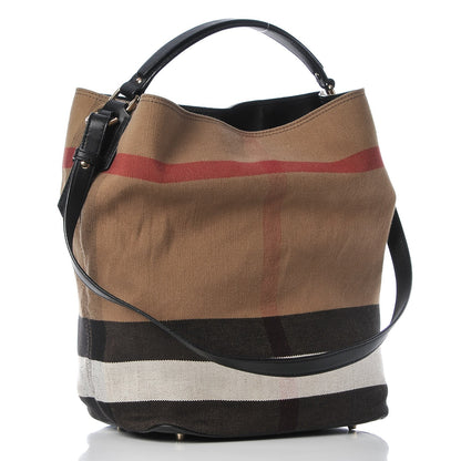 Burberry Canvas Mega Check Medium Ashby Hobo Black 3 of 8