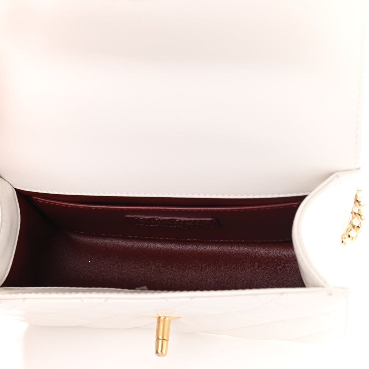 Calfskin Quilted Mini Perfect Fit Flap White