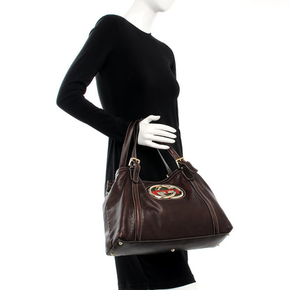 Gucci Calfskin Medium Britt Tote Dark Brown 2 of 12