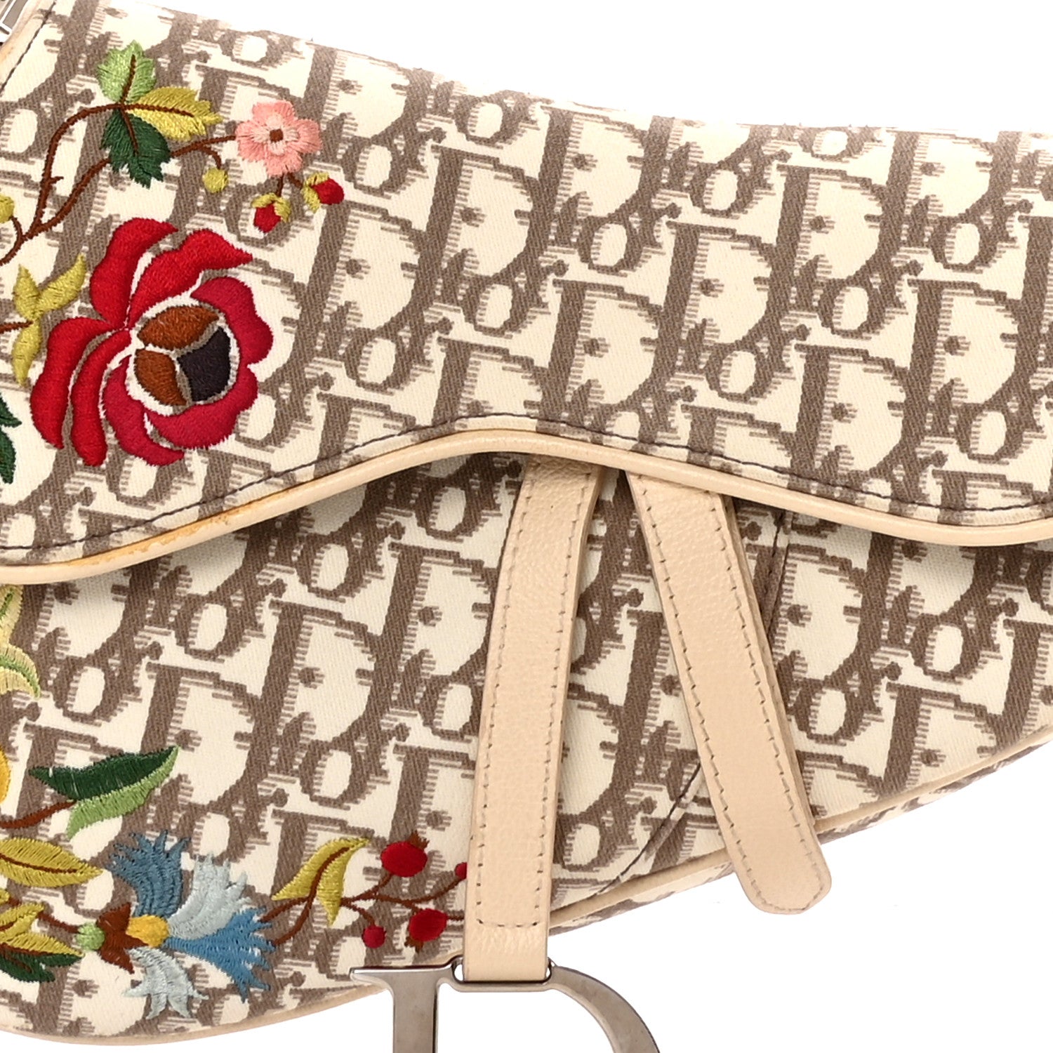 Christian Dior Monogram Vintage Flowers Saddle Bag Beige 5 of 24