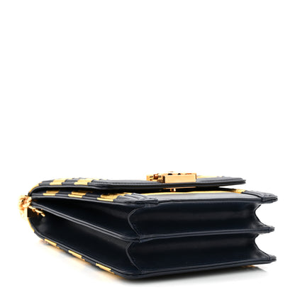 Chanel Metallic Lambskin Striped North South Boy Flap Navy Gold 4 of 10