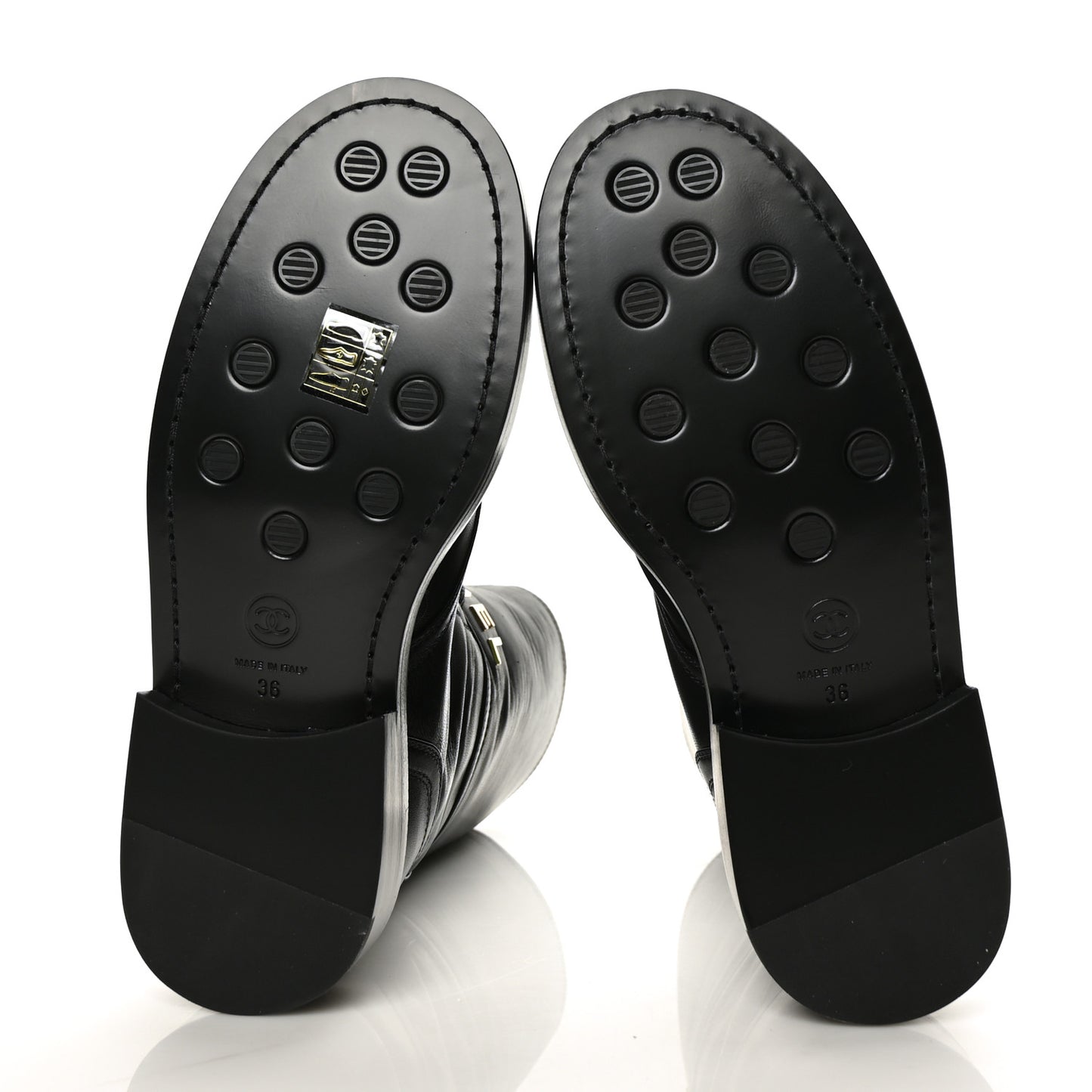 Shiny Calfskin Lace Up Combat Boots 36 Black