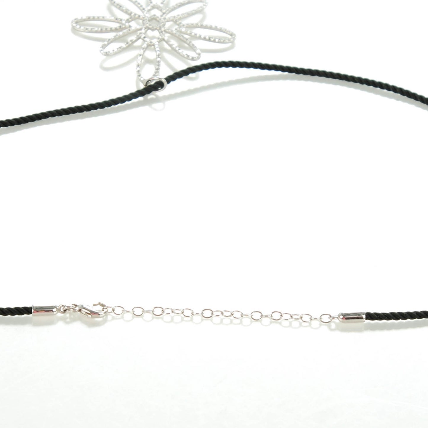 18K White Gold Diamond Large Metro Flower Pendant Necklace