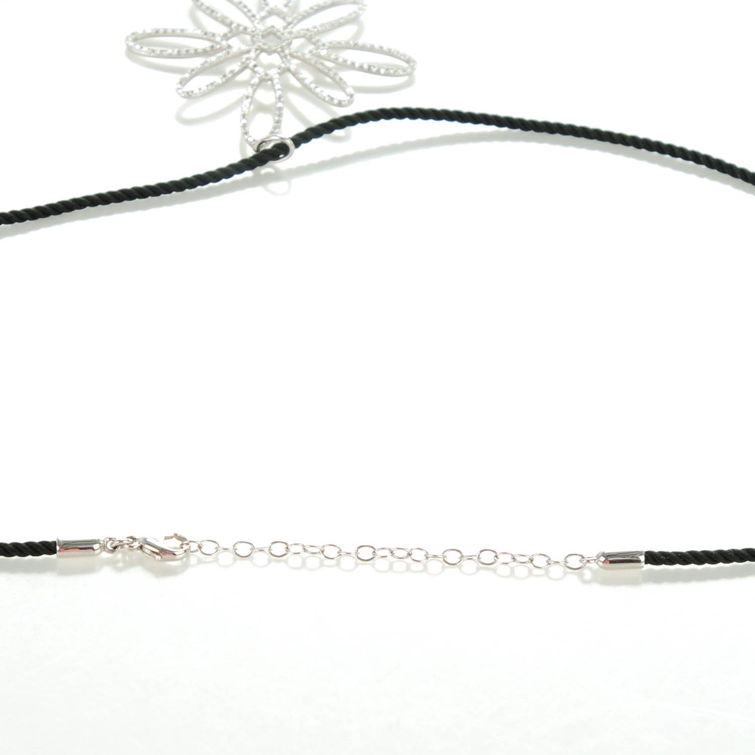 Tiffany 18K White Gold Diamond Large Metro Flower Pendant Necklace 2 of 3