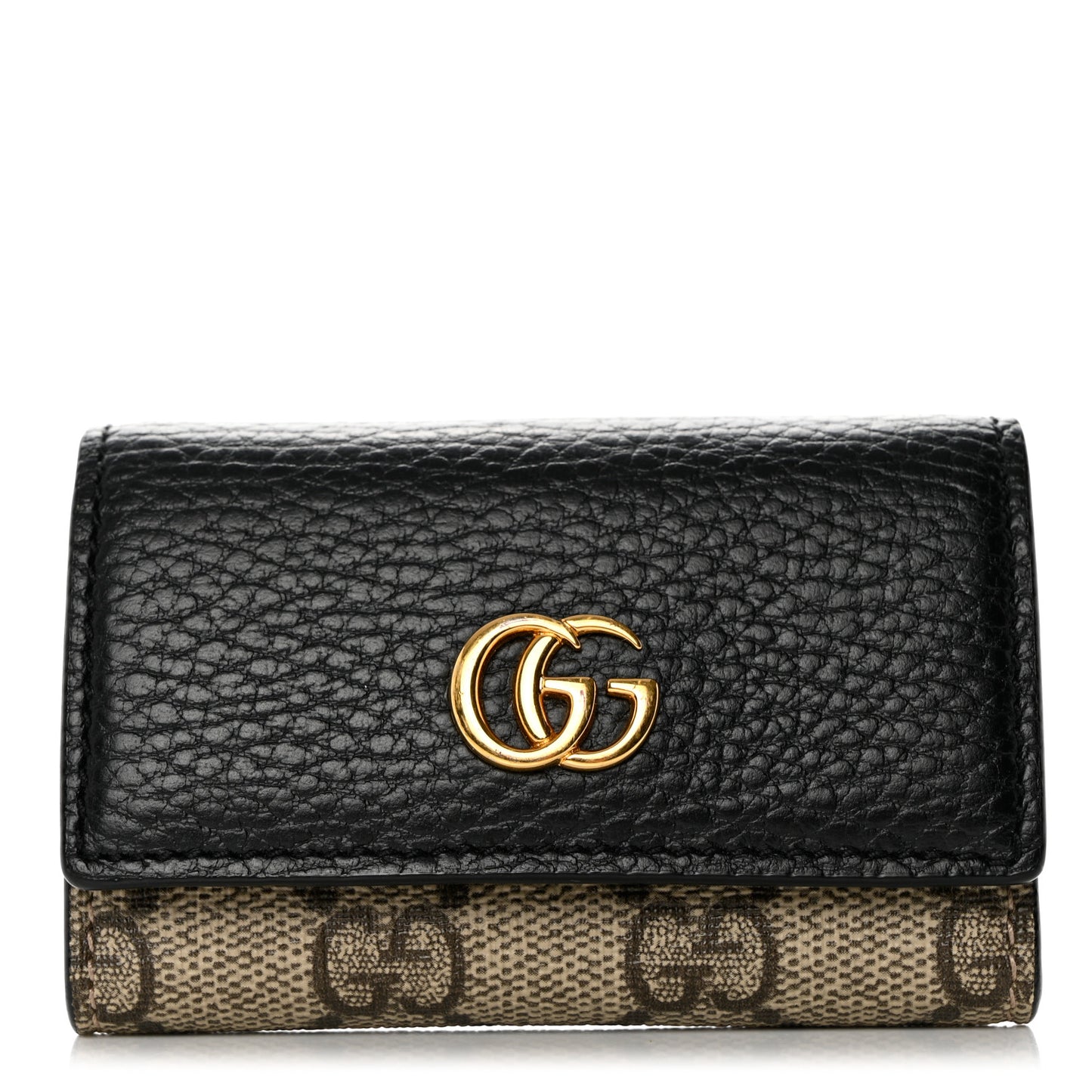 Dollar Calfskin GG Supreme Monogram GG Marmont 6 Key Holder Case Black Beige Ebony