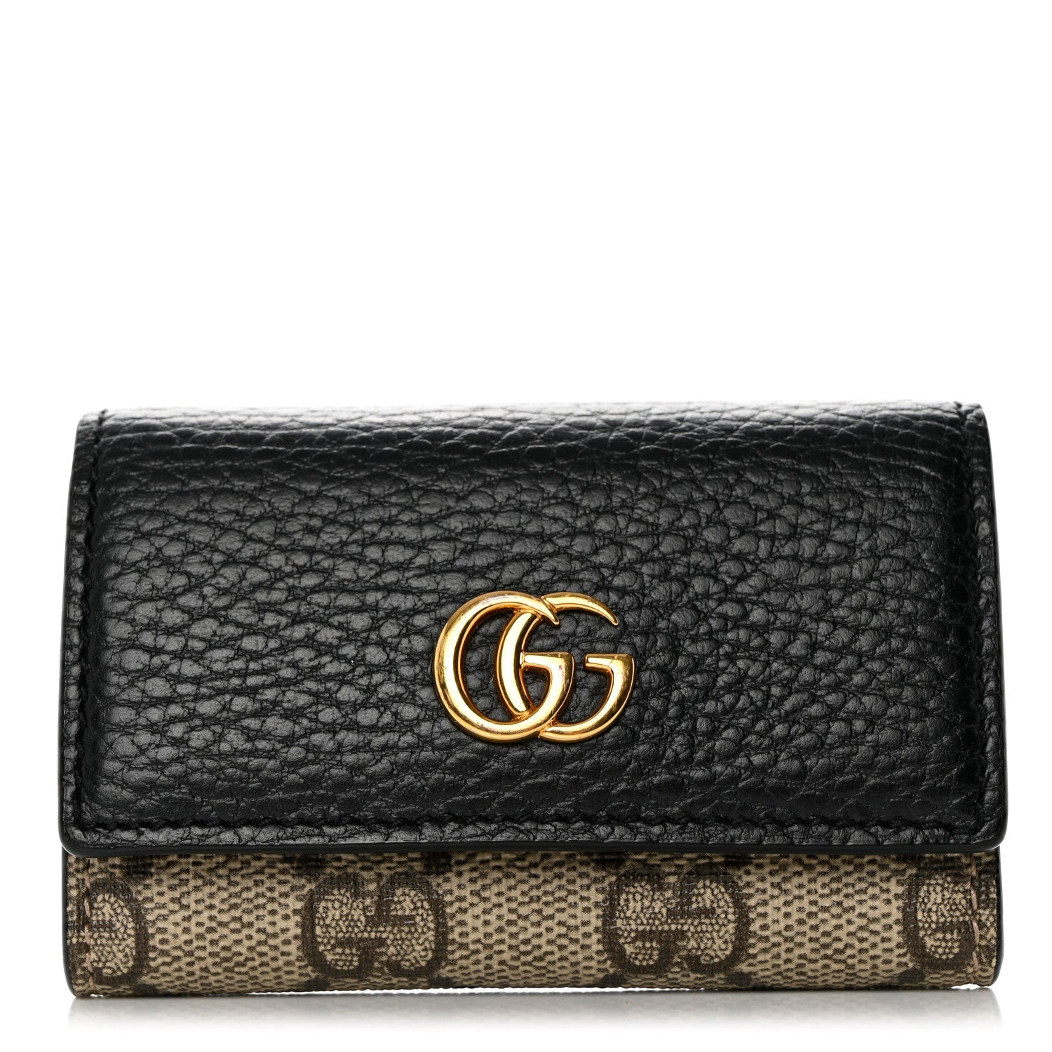 Gucci Dollar Calfskin GG Supreme Monogram GG Marmont 6 Key Holder Case Black Beige Ebony 1 of 10